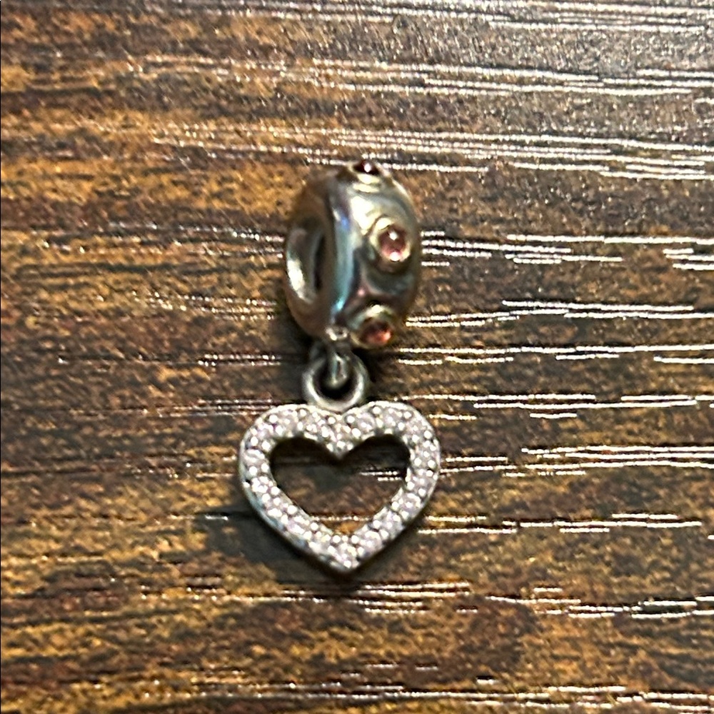 Pandora Silver Heart Charm with Sparkling Accents